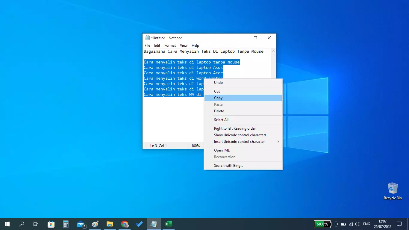 Bagaimana Cara Menyalin Teks Di Laptop Tanpa Mouse